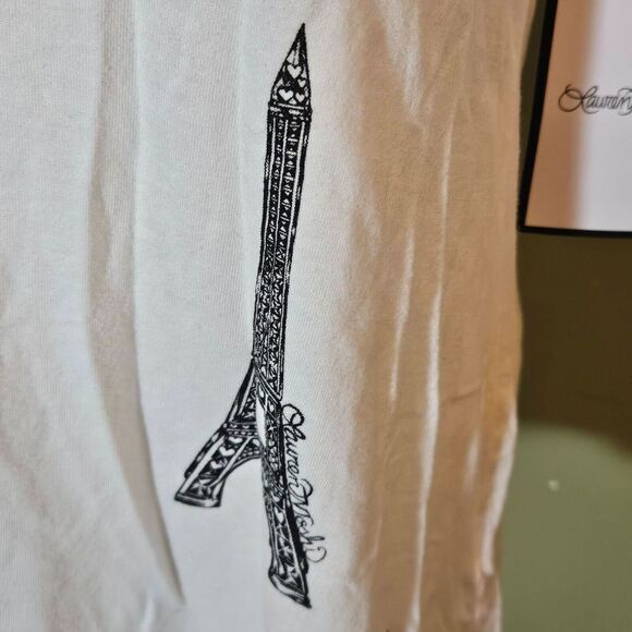 Lauren Moshi Womens Eiffel Tower Print Racerback Tank Top White Size Small NWT - Picture 3 of 12